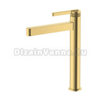 Смеситель высокий для накладной раковины чаши Германия  DQ Bonn DA1702007 монолитный излив, латунь, матовое золото