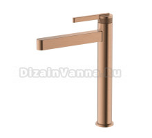 Смеситель высокий для накладной раковины чаши Германия  DQ Bonn DA1702033 монолитный излив, латунь, брашированное розовое золото