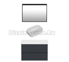 Мебель для ванной комнаты Allen Brau Gravity 100 2 ящика, матовый антрацит, столешница белая, раковина Fantasy Sphere 55х40, белая