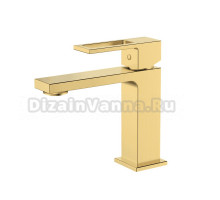 Смеситель для раковины Герания DQ Dortmund DA1712107 монолитный излив, латунь, матовое золото