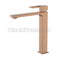 Смеситель высокий для накладной раковины чаши Германия  DQ Dortmund DA1712033 монолитный излив, латунь, брашированное розовое золото