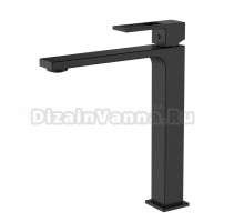 Смеситель высокий для накладной раковины чаши Германия  DQ Dortmund DA1712005 монолитный излив, латунь, черный
