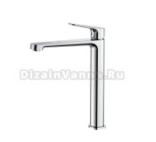 Смеситель высокий для накладной раковины чаши Германия  DQ Frankfurt DA1732001 монолитный излив, латунь, хром