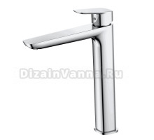 Смеситель высокий для накладной раковины чаши Германия  DQ Hamburg DA1742001 монолитный излив, латунь, хром