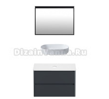 Мебель для ванной комнаты Allen Brau Gravity 100 2 ящика, матовый антрацит, столешница белая, раковина Fantasy Oval 55, белая