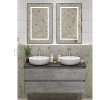 Мебель для ванной комнаты BelBagno Kraft 120 для двоих, с двумя чашами, 2 ящика, cemento grigio