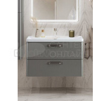 Тумба с раковиной BelBagno Due 80 ручки матовый атласный никель, сатин