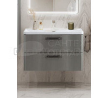 Тумба с раковиной BelBagno Due 80 ручки матовый темный никель, сатин