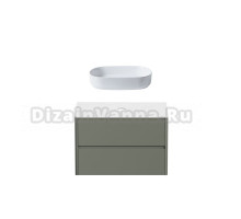Тумба с раковиной Allen Brau Gravity 100 2 ящика, матовая олива, столешница белая, раковина Fantasy Oval 55, белая