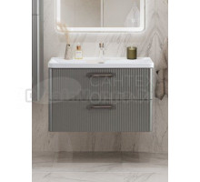 Тумба с раковиной BelBagno Due 80 ручки сатиновый никель, сатин