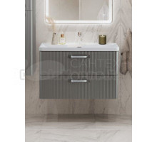 Тумба с раковиной BelBagno Due 80 ручки хром полированный, сатин