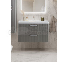 Тумба с раковиной BelBagno Due 80 ручки белые, сатин