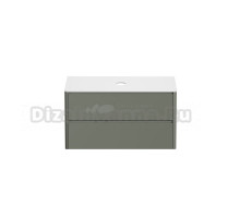 Тумба под раковину со столешницей Allen Brau Gravity 120 2 ящика, матовая олива, столешница белая