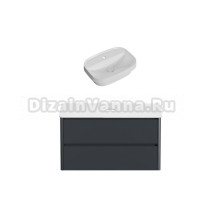 Тумба с раковиной Allen Brau Gravity 120 2 ящика, матовый антрацит, столешница белая, раковина Fantasy Sphere 55x40, белая