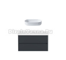 Тумба с раковиной Allen Brau Gravity 120 2 ящика, матовый антрацит, столешница белая, раковина Fantasy Oval 55, белая