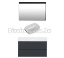 Мебель для ванной комнаты Allen Brau Gravity 120 2 ящика, матовый антрацит, столешница белая, раковина Fantasy Sphere 55х40, белая