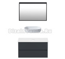 Мебель для ванной комнаты Allen Brau Gravity 120 2 ящика, матовый антрацит, столешница белая, раковина Fantasy Oval 55, белая