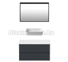Мебель для ванной комнаты Allen Brau Gravity 120 2 ящика, матовый антрацит, столешница белая, раковина Fantasy Quad 50, белая