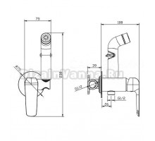 Смеситель с гигиеническим душем Германия DQ DüsseldorF DA1724501 встраиваемый хром
