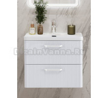 Тумба с раковиной BelBagno Due 50 ручки белые, белый металлик