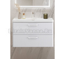 Тумба с раковиной BelBagno Due 80 ручки белые, белый металлик