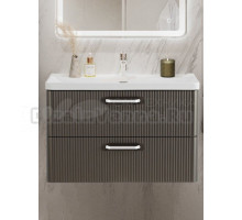 Тумба с раковиной BelBagno Due 80 ручки белые, оружейная сталь