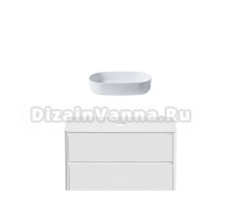 Тумба с раковиной Allen Brau Gravity 120 2 ящика, матовый белый, столешница белая, раковина Fantasy Oval 55, белая