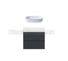 Тумба с раковиной Allen Brau Gravity 80 2 ящика, матовый антрацит, столешница белая, раковина Fantasy Oval 55, белая