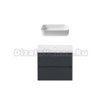 Тумба с раковиной Allen Brau Gravity 80 2 ящика, матовый антрацит, столешница белая, раковина Fantasy Quad 50, белая