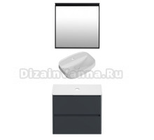 Мебель для ванной комнаты Allen Brau Gravity 80 2 ящика, матовый антрацит, столешница белая, раковина Fantasy Sphere 55х40, белая