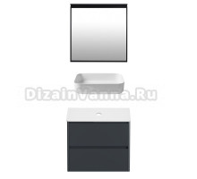 Мебель для ванной комнаты Allen Brau Gravity 80 2 ящика, матовый антрацит, столешница белая, раковина Fantasy Quad 50, белая