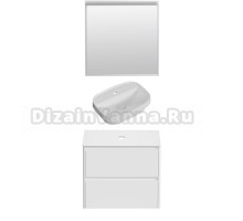 Мебель для ванной комнаты Allen Brau Gravity 80 2 ящика, матовый белый, столешница белая, раковина Fantasy Sphere 55х40, белая