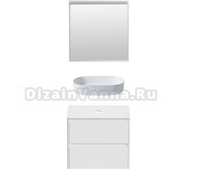Мебель для ванной комнаты Allen Brau Gravity 80 2 ящика, матовый белый, столешница белая, раковина Fantasy Oval 55, белая