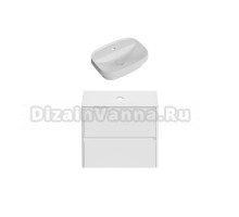 Тумба с раковиной Allen Brau Gravity 80 2 ящика, матовый белый, столешница белая, раковина Fantasy Sphere 55x40, белая