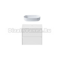 Тумба с раковиной Allen Brau Gravity 80 2 ящика, матовый белый, столешница белая, раковина Fantasy Oval 55, белая