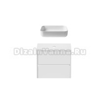 Тумба с раковиной Allen Brau Gravity 80 2 ящика, матовый белый, столешница белая, раковина Fantasy Quad 50, белая