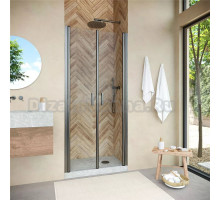 Душевая дверь в нишу Vegas Glass E2P Novo 110 11 01 профиль оружейная сталь, стекло прозрачное