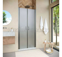 Душевая дверь в нишу Vegas Glass E2P Novo 120 11 10 профиль оружейная сталь, стекло сатин