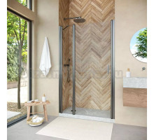 Душевая дверь в нишу Vegas Glass EP-F-1 Novo 115 11 01 L профиль оружейная сталь, стекло прозрачное