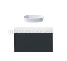 Тумба с раковиной Allen Brau Gravity 100 1 ящик, матовый антрацит, столешница белая, раковина Fantasy Oval 55, белая
