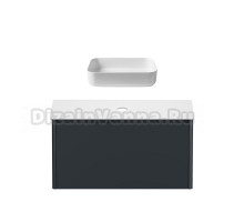 Тумба с раковиной Allen Brau Gravity 100 1 ящик, матовый антрацит, столешница белая, раковина Fantasy Quad 50, белая