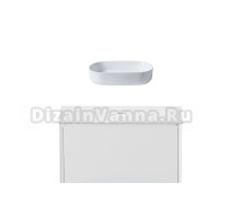 Тумба с раковиной Allen Brau Gravity 100 1 ящик, матовый белый, столешница белая, раковина Fantasy Oval 55, белая