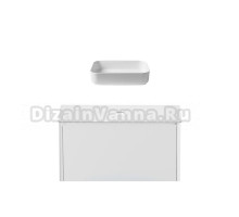 Тумба с раковиной Allen Brau Gravity 100 1 ящик, матовый белый, столешница белая, раковина Fantasy Quad 50, белая