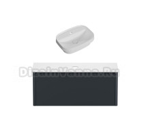 Тумба с раковиной Allen Brau Gravity 120 1 ящик, матовый антрацит, столешница белая, раковина Fantasy Sphere 55x40, белая