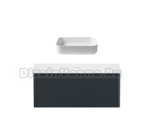 Тумба с раковиной Allen Brau Gravity 120 1 ящик, матовый антрацит, столешница белая, раковина Fantasy Quad 50, белая