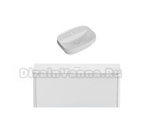 Тумба с раковиной Allen Brau Gravity 120 1 ящик, матовый белый, столешница белая, раковина Fantasy Sphere 55x40, белая