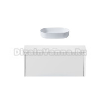 Тумба с раковиной Allen Brau Gravity 120 1 ящик, матовый белый, столешница белая, раковина Fantasy Oval 55, белая