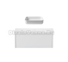 Тумба с раковиной Allen Brau Gravity 120 1 ящик, матовый белый, столешница белая, раковина Fantasy Quad 50, белая