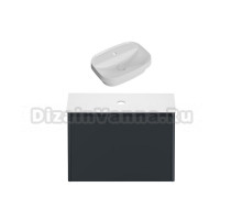 Тумба с раковиной Allen Brau Gravity 80 1 ящик, матовый антрацит, столешница белая, раковина Fantasy Sphere 55x40, белая