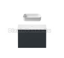 Тумба с раковиной Allen Brau Gravity 80 1 ящик, матовый антрацит, столешница белая, раковина Fantasy Quad 50, белая